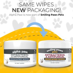 Smiling Paws Pets Antibacterial & Antifungal Medicated Dog & Cat Wipes, 50 count slide 2 of 6