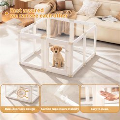 Zendova Indoor Fence Dog Play Pen, White, 8 Panels: 39.44 x 39.44 x 23.6-in slide 2 of 6