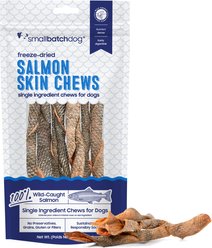 Smallbatch Pets Salmon Fish Skin Chews Wild-Caught Freeze-Dried Dog Chews, 2.5-oz bag
