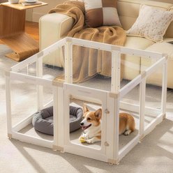 Zendova Indoor Fence Dog Play Pen, White, 8 Panels: 39.44 x 39.44 x 23.6-in slide 1 of 6