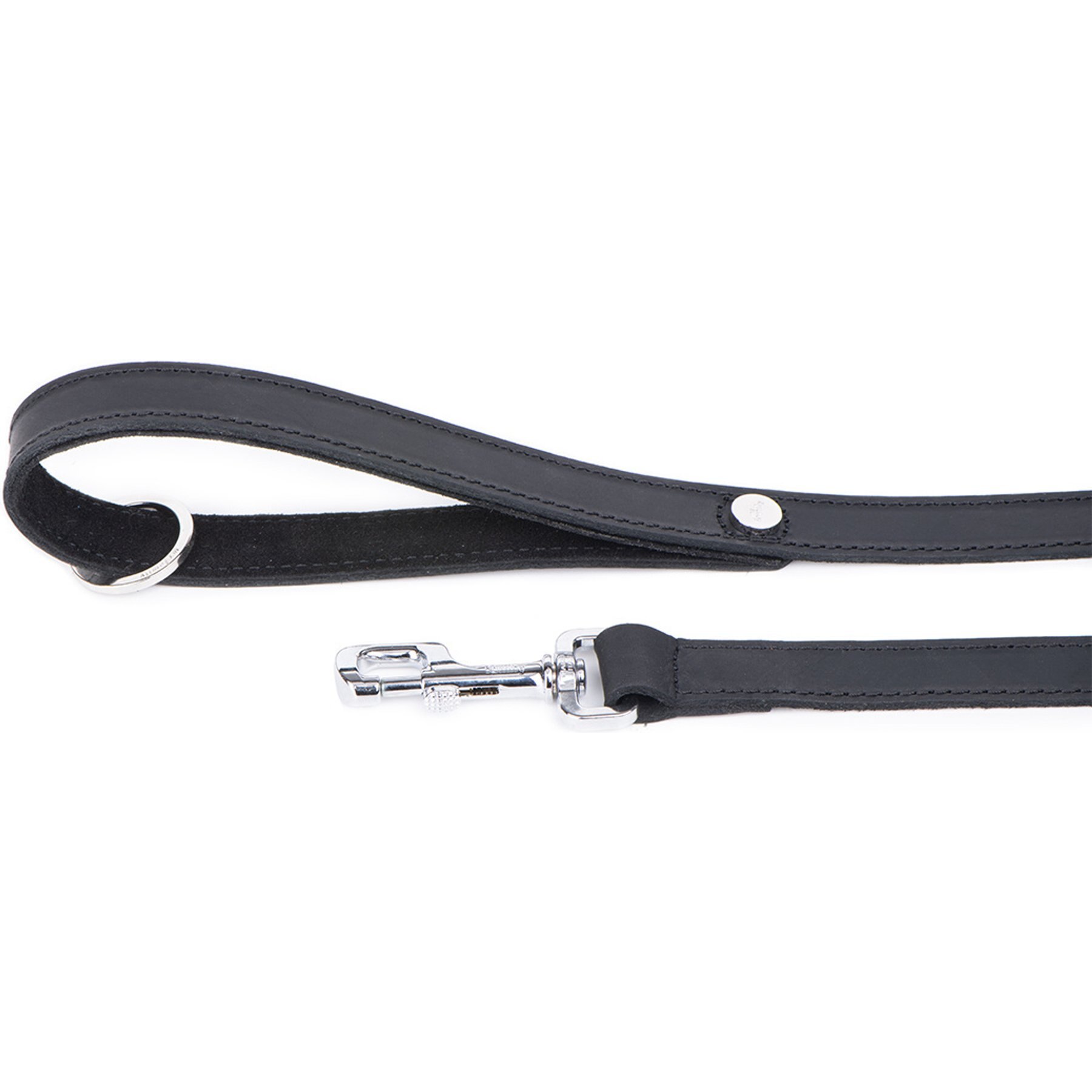 myfamily Ginevra Dog Leash with Chrome Finish, Black, 4-ft long, 1-in wide