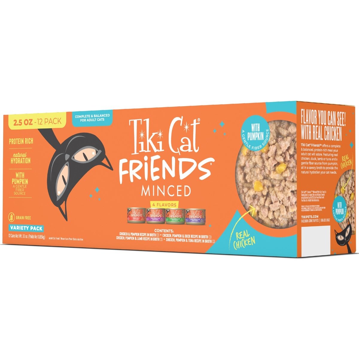 Tiki Cat Friends Minced Variety Pack Grain-Free Wet Cat Food, 2.5-oz can, case of 12