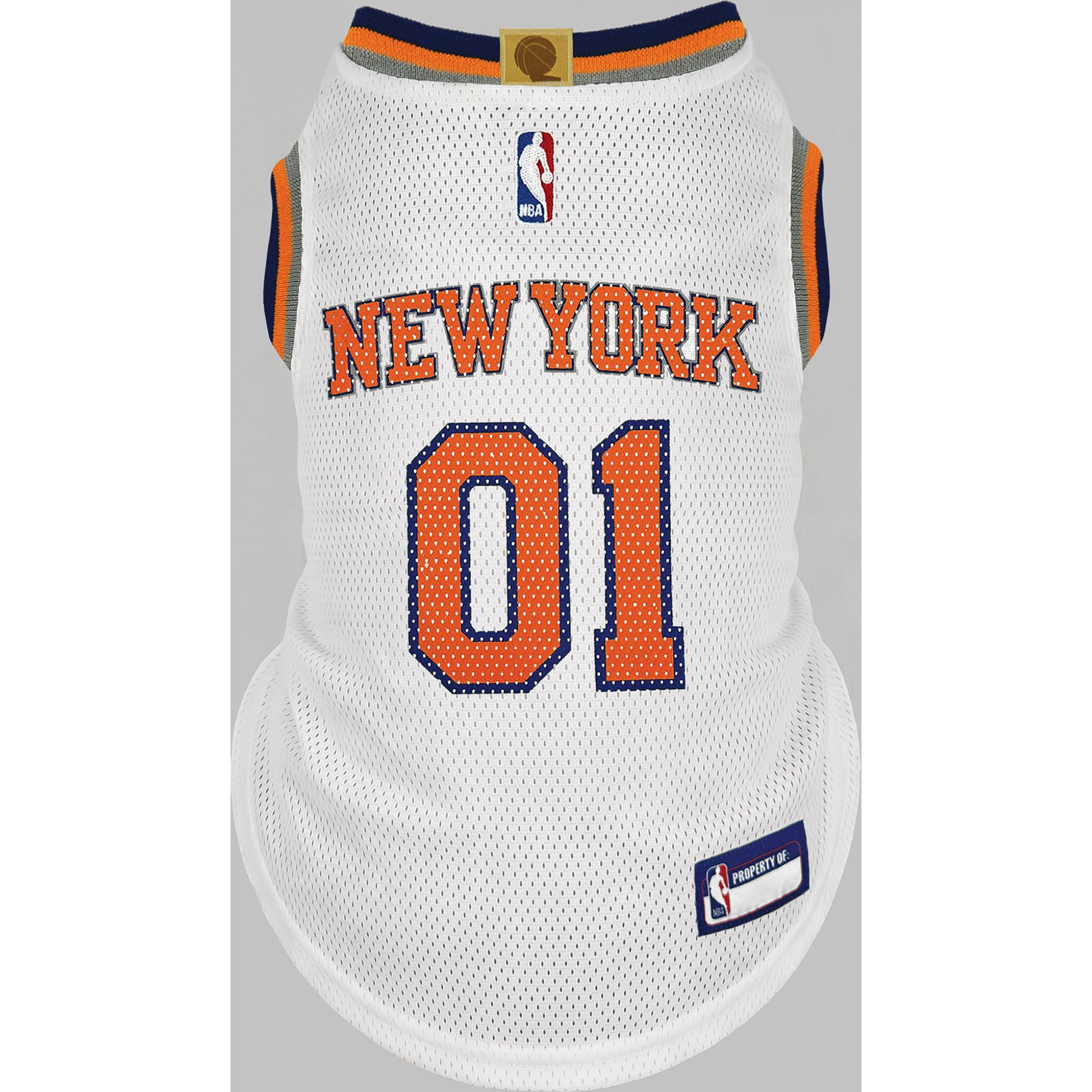 Pets First NBA Dog Road Jersey, White, Large, New York Knicks