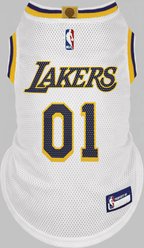 Pets First NBA Dog Road Jersey, White, Small, LA Lakers
