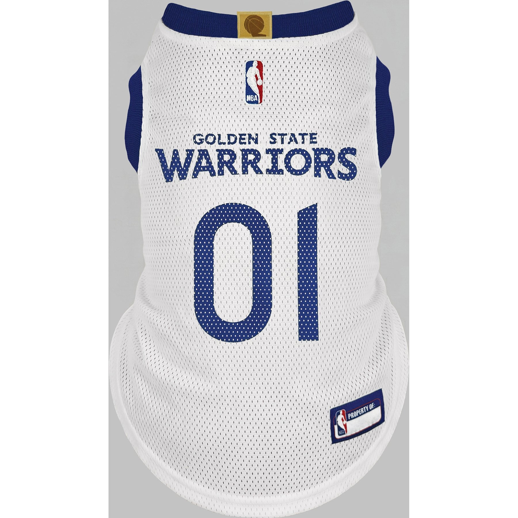 Pets First NBA Dog Road Jersey, White, Small, Golden State Warriors