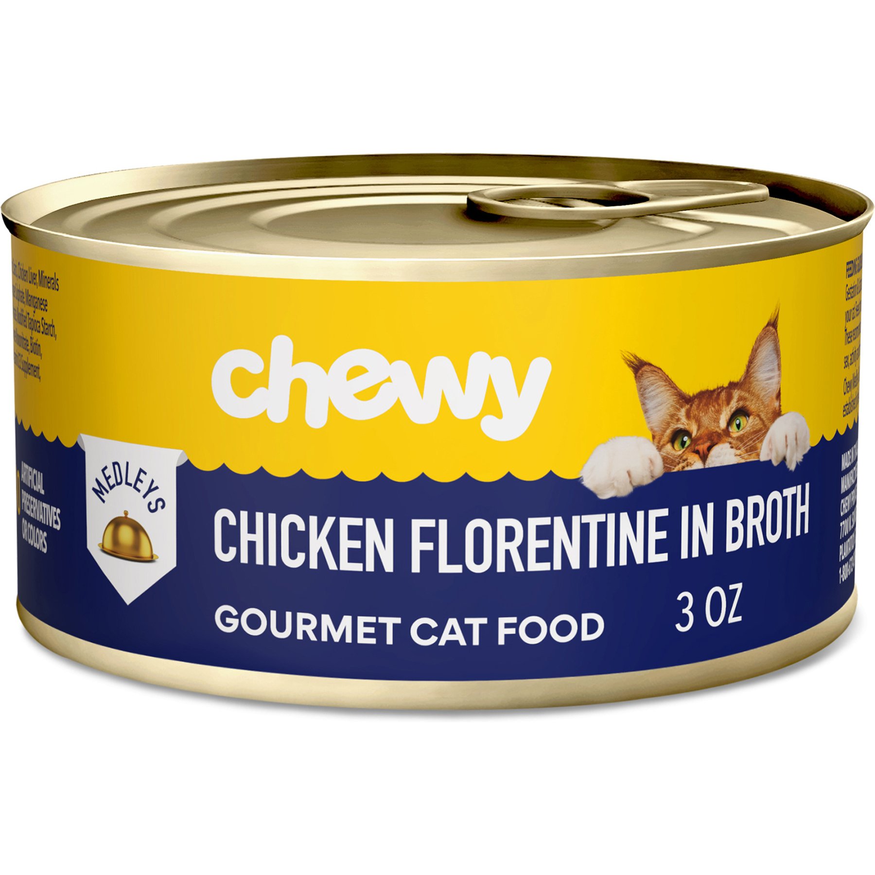 Chewy Made Medleys Chicken Florentine in Broth Wet Cat Food, 3-oz can, case of 24
