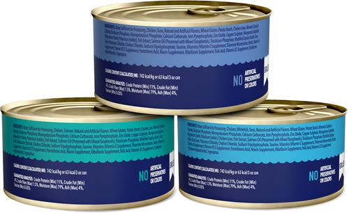 Show full view: Chewy Made Grilled Seafood Feast Variety Pack Canned Wet Cat Food, 3-oz can, bundle of 24 slide 4 of 10