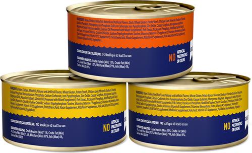Show full view: Chewy Made Grilled Poultry & Beef Feast Variety Pack Canned Wet Cat Food, 3-oz can, bundle of 24 slide 4 of 10