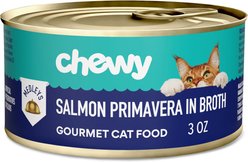 Chewy Made Medleys Salmon Primavera in Broth Wet Cat Food, 3-oz can, case of 24