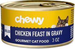 Chewy Made Grilled Chicken Feast in Gravy Canned Wet Cat Food, 3-oz can, case of 6