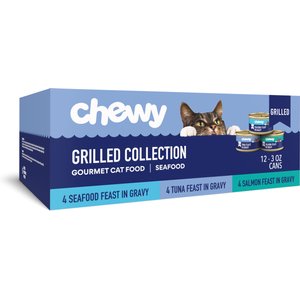 Chewy Made Grilled Seafood Feast Variety Pack Canned Wet Cat Food, 3-oz can, case of 12
