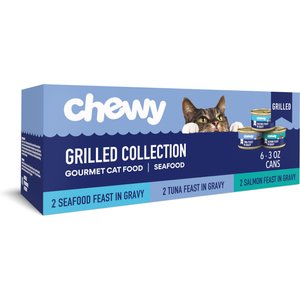 Chewy Made Grilled Seafood Feast Variety Pack Canned Wet Cat Food, 3-oz can, case of 6