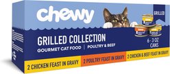 Chewy Made Grilled Poultry & Beef Feast Variety Pack Canned Wet Cat Food, 3-oz can, case of 6