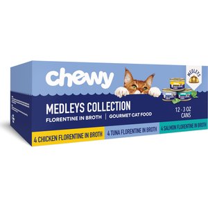 Chewy Made Medleys Florentine Variety Pack Canned Wet Cat Food, 3-oz can, case of 12