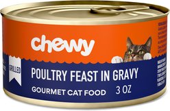 Chewy Made Grilled Poultry Feast in Gravy Canned Wet Cat Food, 3-oz can, case of 24 slide 1 of 9