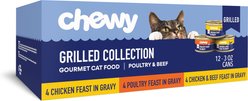 Chewy Made Grilled Poultry & Beef Feast Variety Pack Canned Wet Cat Food, 3-oz can, case of 12