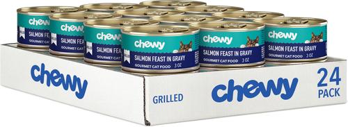 Show full view: Chewy Made Grilled Salmon Feast in Gravy Canned Wet Cat Food, 3-oz can, case of 24 slide 4 of 10