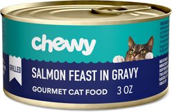 Chewy Made Grilled Salmon Feast in Gravy Canned Wet Cat Food, 3-oz can, case of 24