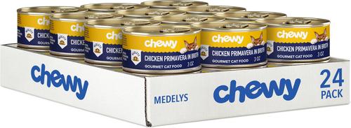 Show full view: Chewy Made Medleys Chicken Primavera in Broth Wet Cat Food, 3-oz can, case of 24 slide 4 of 10