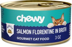 Chewy Made Medleys Salmon Florentine in Broth Wet Cat Food, 3-oz can, case of 24