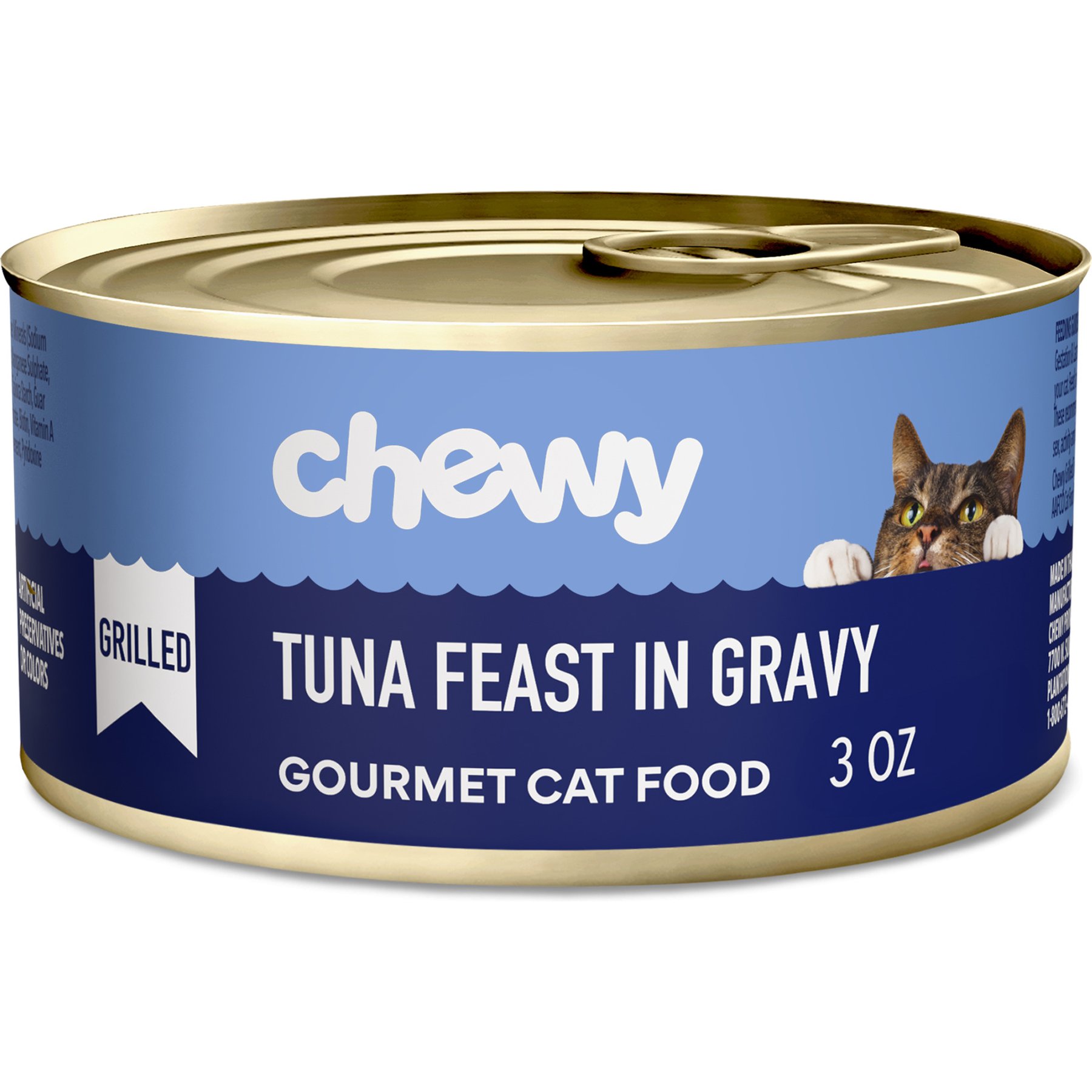 Chewy Made Grilled Tuna Feast in Gravy Canned Wet Cat Food, 3-oz can, case of 24