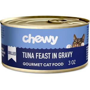 Chewy Made Grilled Tuna Feast in Gravy Canned Wet Cat Food, 3-oz can, case of 24