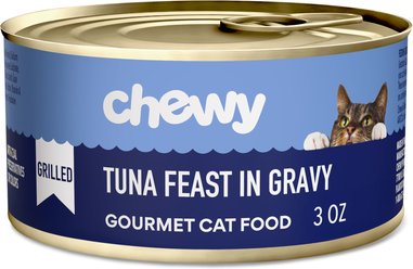 Chewy Made Grilled Tuna Feast in Gravy Canned Wet Cat Food, 3-oz can, case of 24