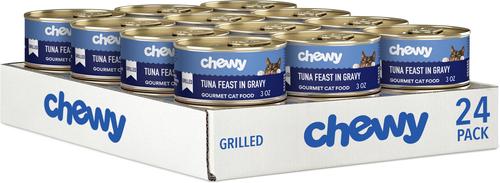 Show full view: Chewy Made Grilled Tuna Feast in Gravy Canned Wet Cat Food, 3-oz can, case of 24 slide 4 of 10