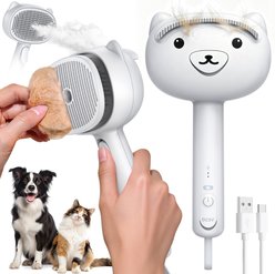 Ellenpent Self Cleaning Shedding Steam, Silicone Scraper Cat Brush, White