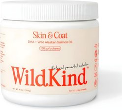 WildKind Allergy Support Salmon Flavored Soft Chew Skin & Coat Supplement for Dogs, 120 count
