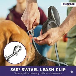 Emperor Pets Classic Collection Heavy Duty Anti-Slip Grip Reflective Retractable Dog Leash, Grey, Small: 16-ft long, 2/5-in wide slide 2 of 9