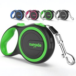 Emperor Pets Classic Collection Heavy Duty Anti-Slip Grip Reflective Retractable Dog Leash, Green, Medium: 16-ft long, 1/2-in wide