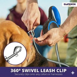Emperor Pets Classic Collection Heavy Duty Anti-Slip Grip Reflective Retractable Dog Leash, Blue, Medium: 16-ft long, 1/2-in wide slide 2 of 9