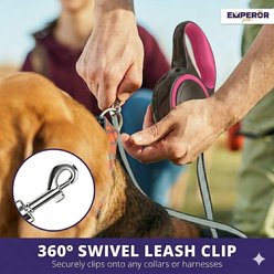 Emperor Pets Classic Collection Heavy Duty Anti-Slip Grip Reflective Retractable Dog Leash, Pink, Medium: 16-ft long, 1/2-in wide slide 2 of 9