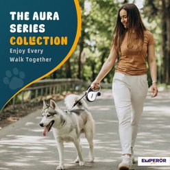 Emperor Pets Aura Collection Heavy Duty Anti-Slip Grip Handle Retractable Dog Leash & Poop Bag Holder, White, Medium: 16-ft long, 1/2-in wide slide 2 of 9