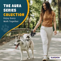 Emperor Pets Aura Collection Heavy Duty Anti-Slip Grip Handle Retractable Dog Leash & Poop Bag Holder, Black, Medium: 16-ft long, 1/2-in wide slide 2 of 9