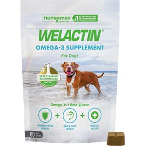 Nutramax Welactin Daily Omega-3 Soft Chews Skin & Coat Supplement for Dogs, 60 count