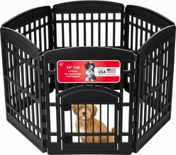 IRIS 6-Panel Non-Skid Plastic Dog Exercise Playpen with Door, Large: 34-in, Black