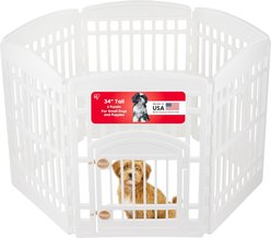 IRIS 6-Panel Non-Skid Plastic Dog Exercise Playpen with Door, Large: 34-in, White