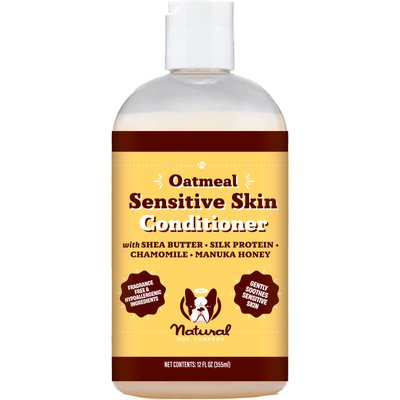 Natural Dog Company Natural Dog Company Oatmeal Moisturizing with Manuka Honey & Chamomile for Sensitive & Itchy Skin, Detangling Grooming Formula for Long Haired Dogs Conditioner, 12-fl oz bottle