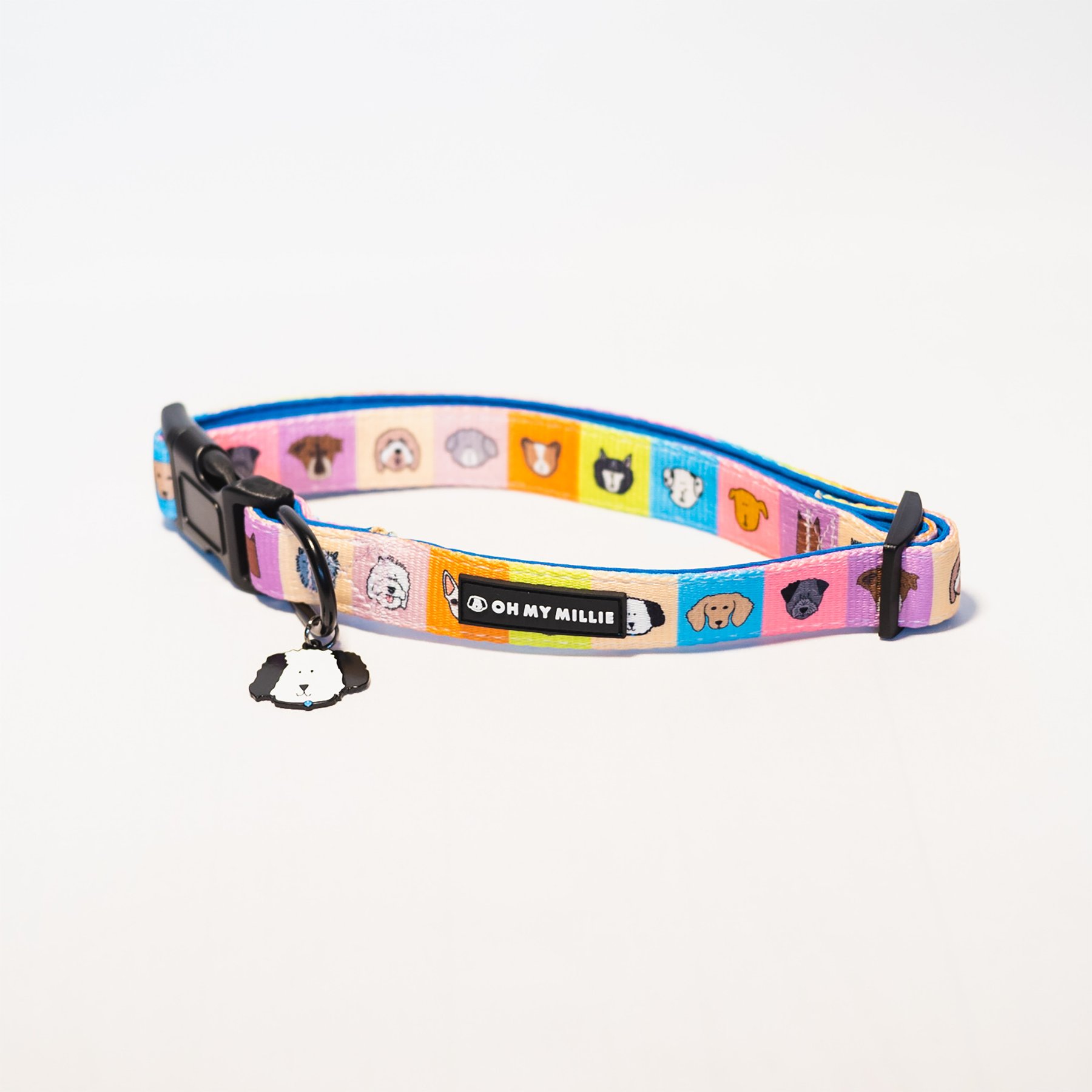 Oh My Millie Happy Walking Adjustable Dog Collar, Multicolor, Large: 16 to 26-in neck, 1-in wide