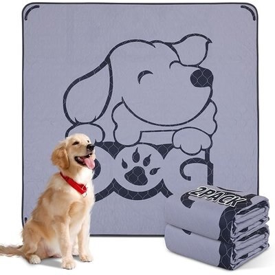 Oiyeefo Oiyeefo Washable Reusable with Absorbent Whelping & Pheromones Waterproof Non-Slip Rug Protector Dog Pee Pads, Gray, 41 x 41-in, 2 count