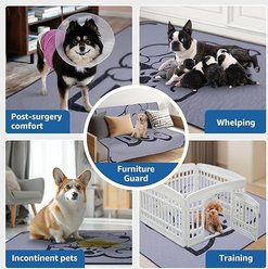 Oiyeefo Washable Reusable Super Absorbent Floor Mat for Whelping with Pheromones Dog Pee Pads, Gray, 36 x 48-in, 2 count slide 2 of 7