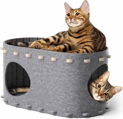 Kylinsure Hideaway Bed Felt Cave & Tunnel Condo Cat House, Medium, Grey