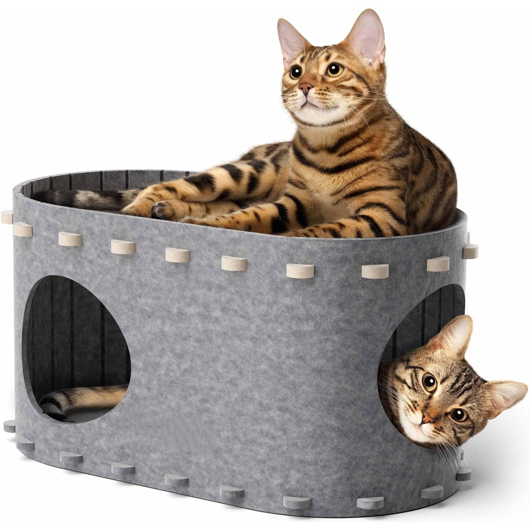 Kylinsure Hideaway Bed Felt Cave & Tunnel Condo Cat House, Medium, Grey