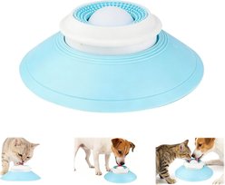 Newget Boredom Relief & Dental Care Interactive Treat Toy Thermoplastic Rubber Dog Bowl Slow Feeder, Blue, Small