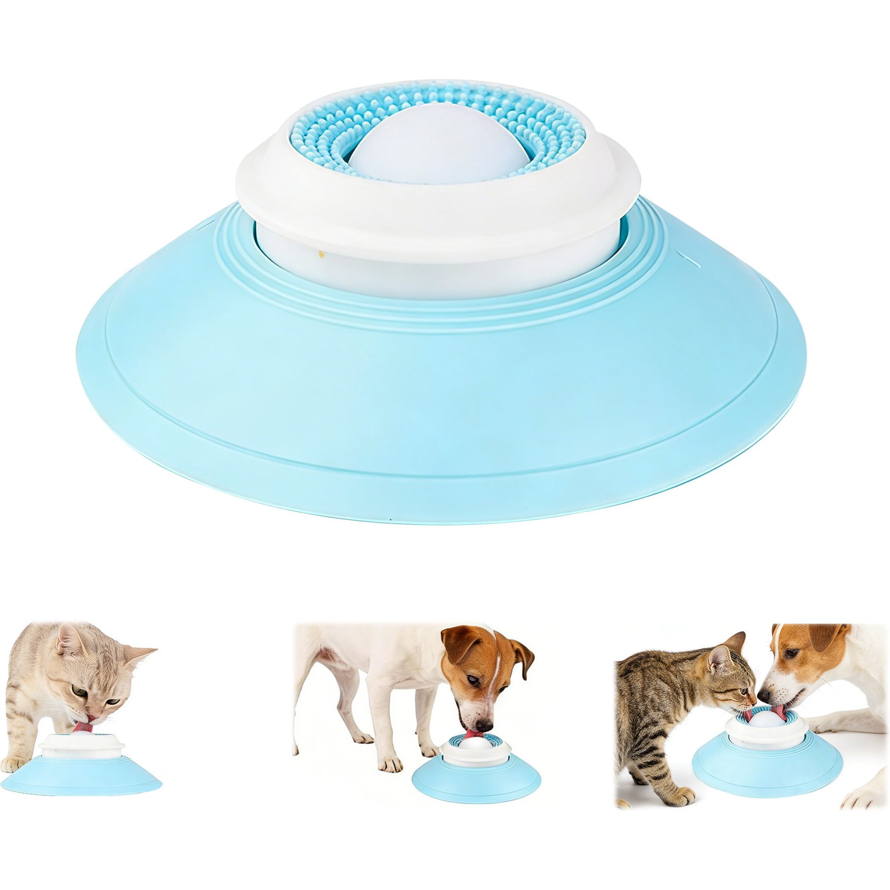Newget Boredom Relief & Dental Care Interactive Treat Toy Thermoplastic Rubber Dog Bowl Slow Feeder, Blue, Small