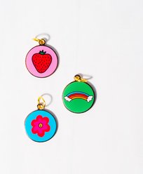 Oh My Millie Groovy Embellishment Dog ID Tag Accessory Charm Set, Pink/Green/Light Blue