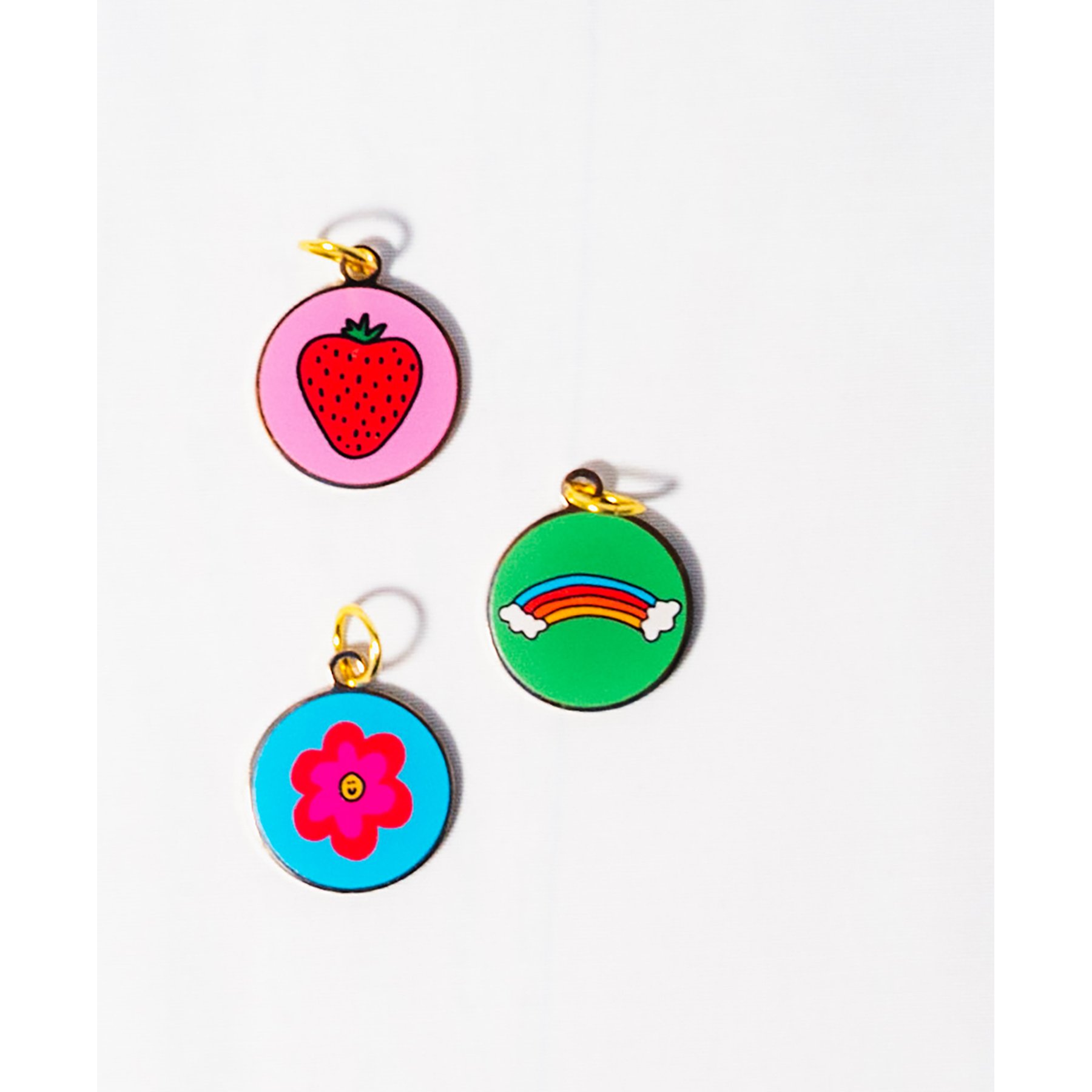 Oh My Millie Groovy Embellishment Dog ID Tag Accessory Charm Set, Pink/Green/Light Blue