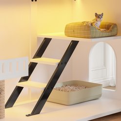 Cesicia Smart Door Living Room Furniture Hidden Cat Litter Box Enclosure Cabinet with Side Table & LED Light, White slide 2 of 6